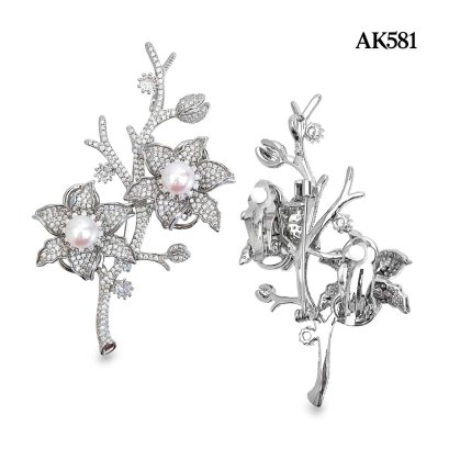 Approx. 8.0 mm up, Hanamomo, Akoya Pearl, Hanamomo Pearl Alloy Earcuff Brooch