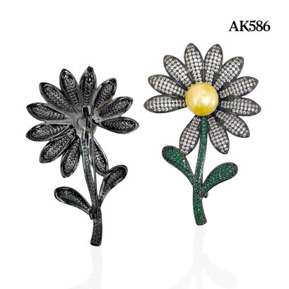 Approx. 11.0 mm, Gold South Sea Pearl, Sunflower Pearl Alloy Brooch