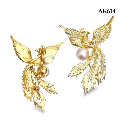 Approx. 8.0 mm, Akoya Pearl, Phoenix Pearl Alloy Brooch