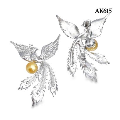 Approx. 8.0 mm, South Sea Pearl, Phoenix Pearl Alloy Brooch