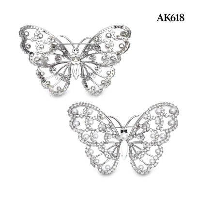Approx. 2.0 - 5.0 mm, AK and Freshwater Pearl, Butterfly Pearl Alloy Brooch