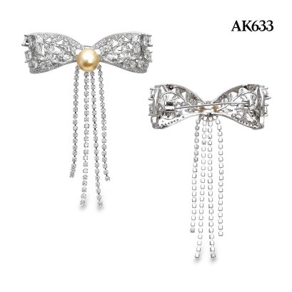 Approx. 8.0 mm, Gold South Sea Pearl, Bow Pearl Icicle CZ Stripes Alloy Brooch