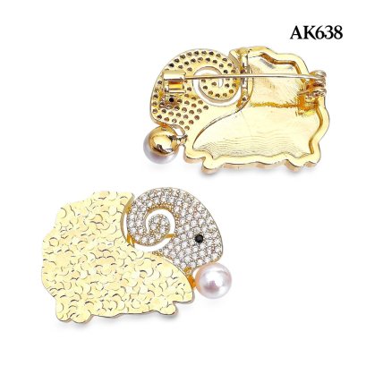 Approx. 6.0 mm, Hanamomo, Akoya Pearl, Sheepy Sheep Pearl Alloy Brooch