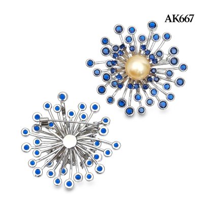 Approx. 11.0 mm, Gold South Sea Pearl, Blue Fierwork Pearl Alloy Brooch