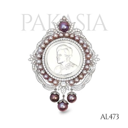 Approx. 4.0 - 8.0 mm, Freshwater Pearl, เข็มกลัดเหรียญเฉลิมพระเกียรติ
