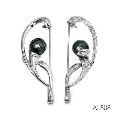 Approx. 8.7 mm, Hanashinju, Tahitian Pearl, Pearl Brooch