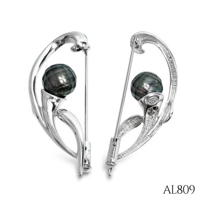 Approx. 9.1 mm, Hanashinju, Tahitian Pearl, Pearl Brooch