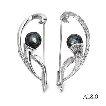 Approx. 9.4 mm, Hanashinju, Tahitian Pearl, Pearl Brooch