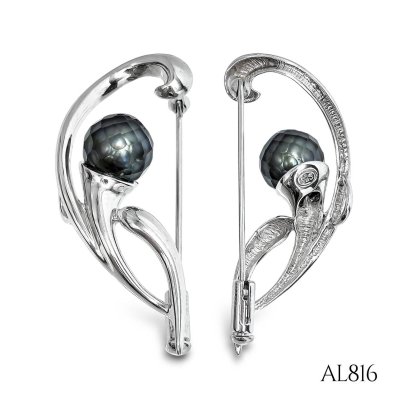 Approx. 8.8 mm, Hanashinju, Tahitian Pearl, Pearl Brooch