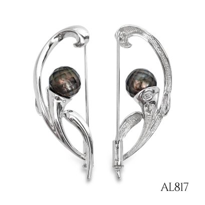 Approx. 9.2 mm, Hanashinju, Tahitian Pearl, Pearl Brooch