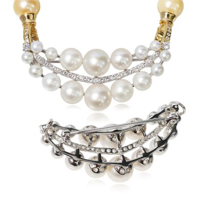 เข็มกลัดกล้วยหอม ประดับไข่มุก Freshwater Pearl สายพันธุ์น้ำจืดคัดเกรด สีขาว / 6.9.65