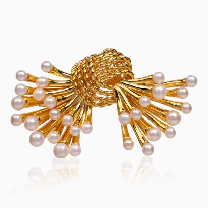 เข็มกลัดมัดเชือก Cluster ไข่มุกจิ๋ว 30 เม็ด