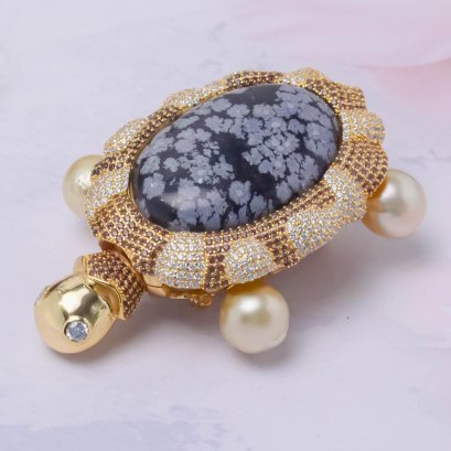 10.0 mm, South Sea Pearl, Turtle Pearls Brooch