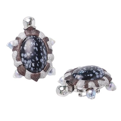 8.0 - 8.5 mm, Akoya Pearl, Turtle Pearls Brooch