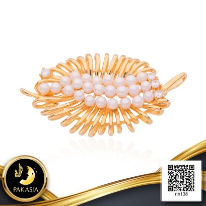 เข็มกลัด Cluster ไข่มุก Collection "ทางมะพร้าว" มี Function สามารถสวมใส่เป็นจี้ได้ ไข่มุก Freshwater Pearl สีขาว / 16.8.65