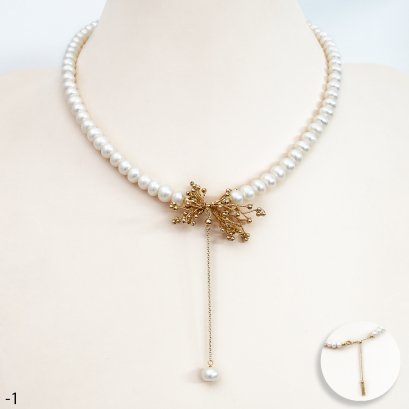 Approx. 6.0 - 7.0 mm, Freshwater Pearl, Uniform Pearl and GF Bush Necklace