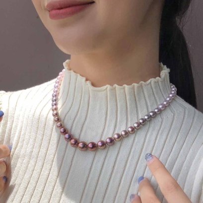 7.11 - 10.45 mm, Edison Pearl, Gradient Color Graduated Pearl Necklace