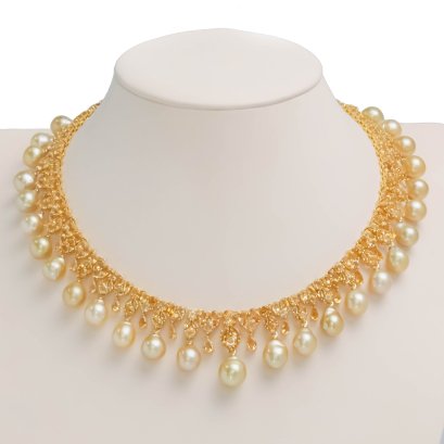 สร้อยคอไข่มุก South Sea ระย้า Party พลอยแท้ Citrine