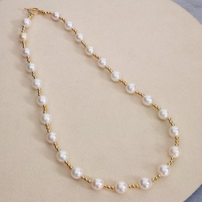 Approx. 8.5-9.0 mm, Akoya Pearl, Station Pearl Necklace