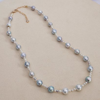 Approx. 3.0 - 8.0 mm, Akoya Pearl, Alternating Sizes Pearl Necklace
