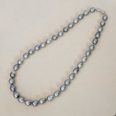 8.34 - 9.47 mm, Lunar Gray, Tahitian Pearl, Graduated Pearl Necklace