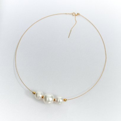 11.87-15.45 mm, White South Sea Pearl, Triple Pearls Full Drilled with Cores with Needle Choker