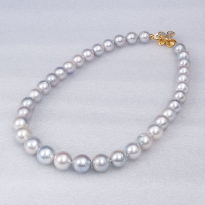 (GIA) 12.03 mm to 14.38 mm, White South Sea Pearl, Graduated Pearl Necklace