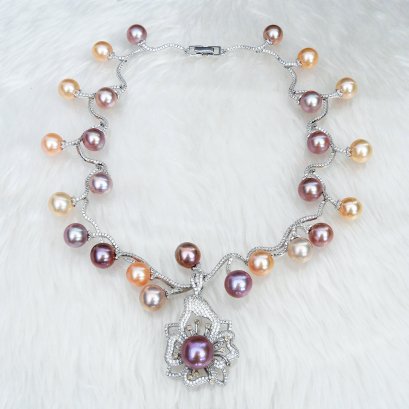 Approx. 10.63 - 13.88 mm, Edison Pearl, 25 Oceans Cherry Blossom Necklace Collection