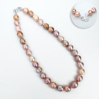 11.76 - 14.66 mm, Edison Ripple Pearl, Graduated Pearl Necklace