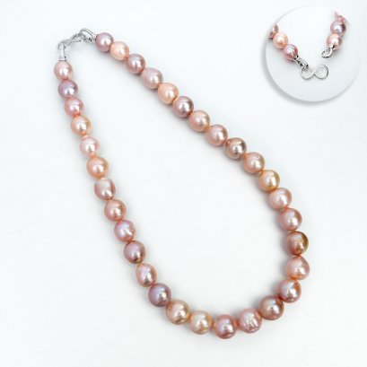 11.32 - 13.88 mm, Edison Ripple Pearl, Graduated Pearl Necklace