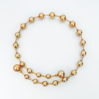 7.9 - 12.74 mm, Chogun Lot, Gold South Sea Pearl, Station Pearl Choker