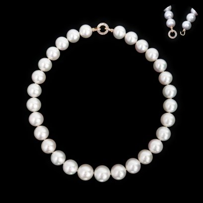 14.11 - 16.31 mm, White South Sea Pearl, Graduated Pearl Necklace