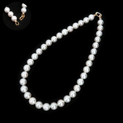 10.95 - 12.08 mm, White South Sea Pearl, Graduated Pearl Necklace