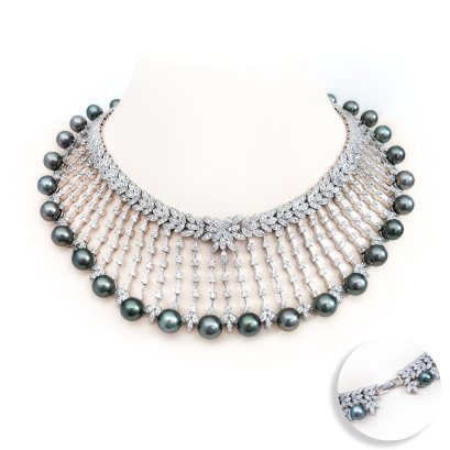 9.41 - 11.19 mm, Tahitian Pearl, "Greenery Eden" Peal Necklace Collection