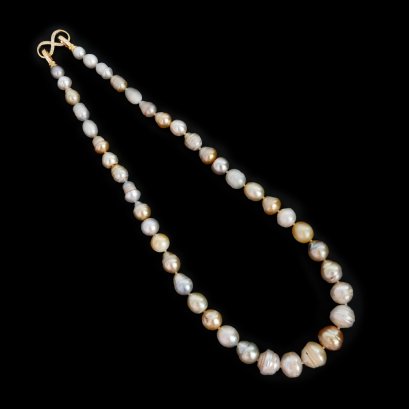 (Clearance) 6.55 - 13.12 mm, Gold South Sea Pearl, Graduated Pearl Necklace