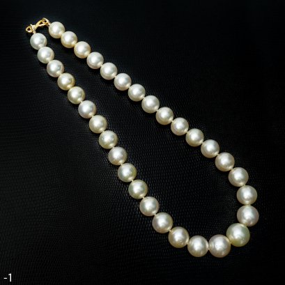 Approx. 12.0 - 15.0 mm, Noble Champagne Lot, Gold South Sea Pearl, Graduated Pearl Necklace