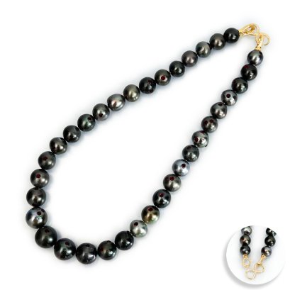 10.60 - 14.31 mm, Morinda Pearl, Tahitian Pearl, Graduated Pearl Necklace