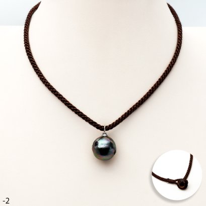 Approx. 15.0 mm, Tahitian Pearl, Morinda Pearl Pendant with Wax Cord