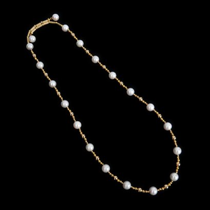 Approx. 7.0 mm, Akoya Pearl, Station Pearl Necklace