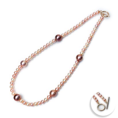 Approx. 6.0 mm and 12.0 mm, Edison and Freshwater Pearl, Station Pearl Necklace