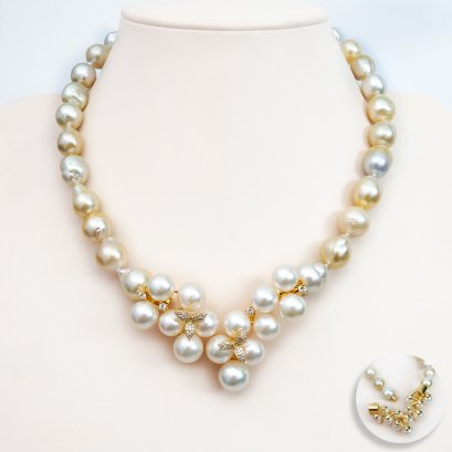 10.37-12.57 mm and 9.87-11.07 mm, Gold South Sea Pearl, "The Greatest of Pearls" Graduated Pearl Necklace