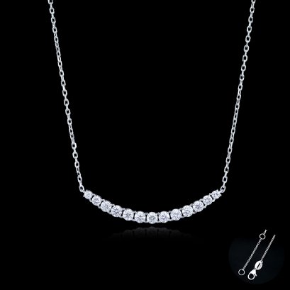 18K Gold (2.54g), Laboratory Grown Diamond (0.575ct), Diamond Bend Bar Chain Neclace