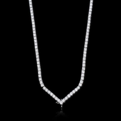 18K Gold (13.97g), Laboratory Grown Diamond (8.359ct), Crown Diamond Tennis Necklace
