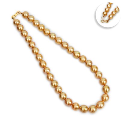 (GIA) 12.02 mm - 12.93 mm, Gold South Sea Pearl, Uniform Pearl Necklace