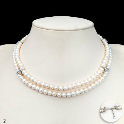 Approx. 5.5 - 6.0 mm, Freshwater Pearl, Double Layers Choker