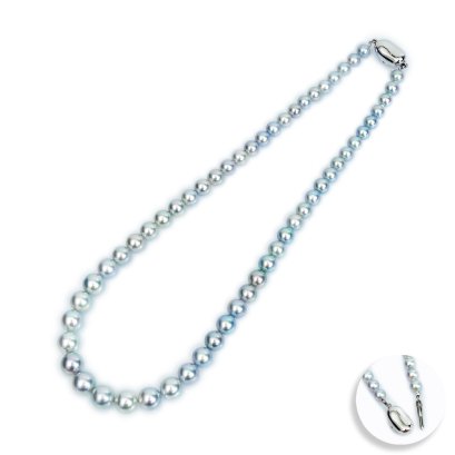 (PSL) Approx. 6.0-9.1 mm, Aurora Blue Rose, Graduated Pearl Necklace