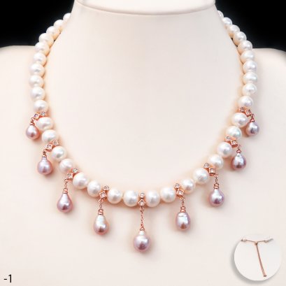 Approx. 8.0 - 9.0 mm, Freshwater Pearl, "Je t'aime Collection" Chandelier Pearl Necklace