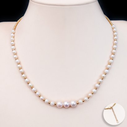 4.7 mm - 7.8 mm, Akoya Pearl, Station Pearl Necklace