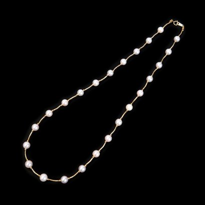 Approx. 6.5 - 7.0 mm, Akoya Pearl, Station Pearl Necklace