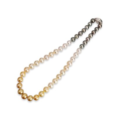 10.57 - 12.98 mm, Shikisia, Oriental Odyssey and Shy Guy Lot, Ombre Graduated Pearl Necklace